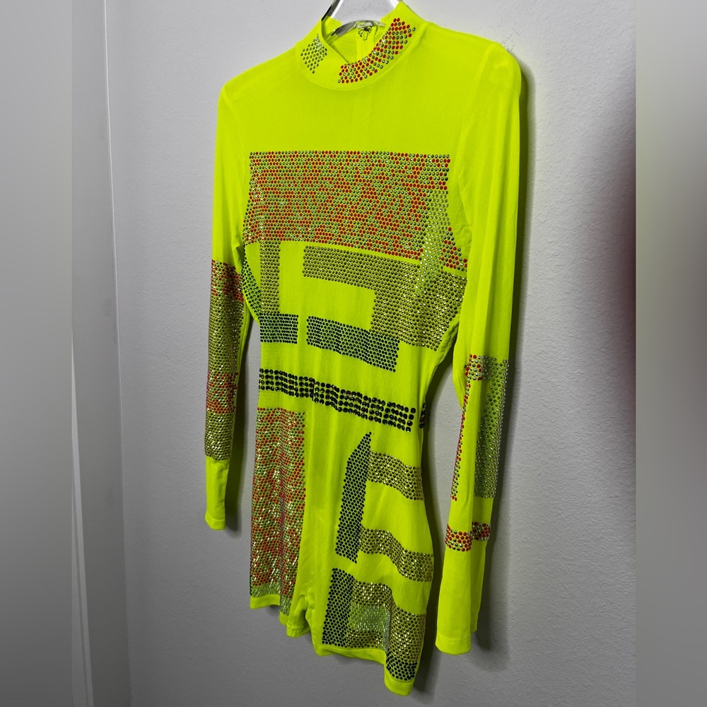 DOLLS KILL Neon Yellow Embellished Romper Women’s Sz L